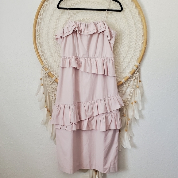 Brock Collection × H&M Ruffle Flounced Dress Linen Blend Size Medium Blogger Fav - Picture 4 of 14